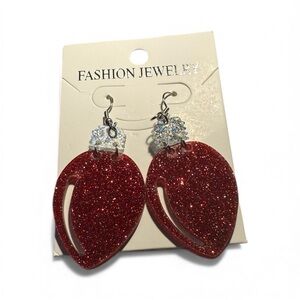Red Glitter Christmas Light Bulb Dangle Earrings